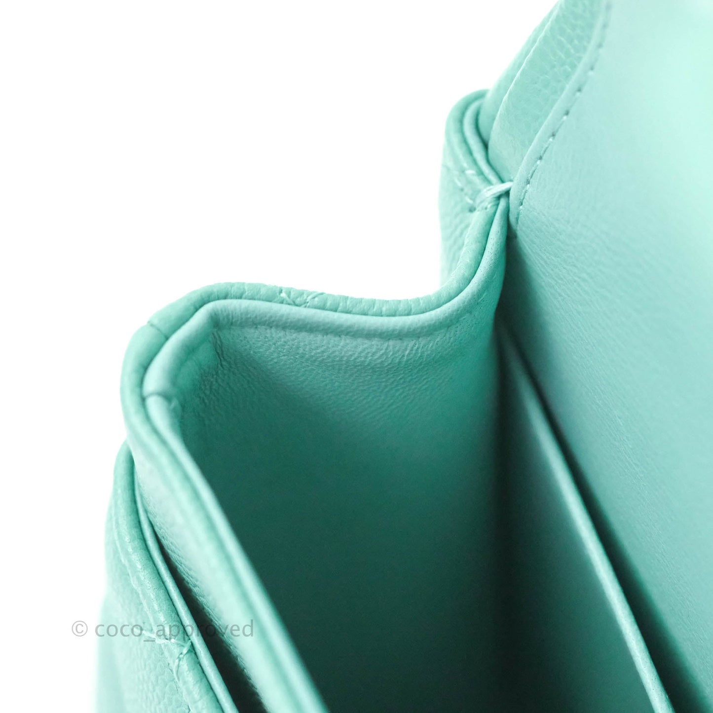 Chanel Classic Small S/M Flap Tiffany Blue Mint Caviar Gold Hardware 21S