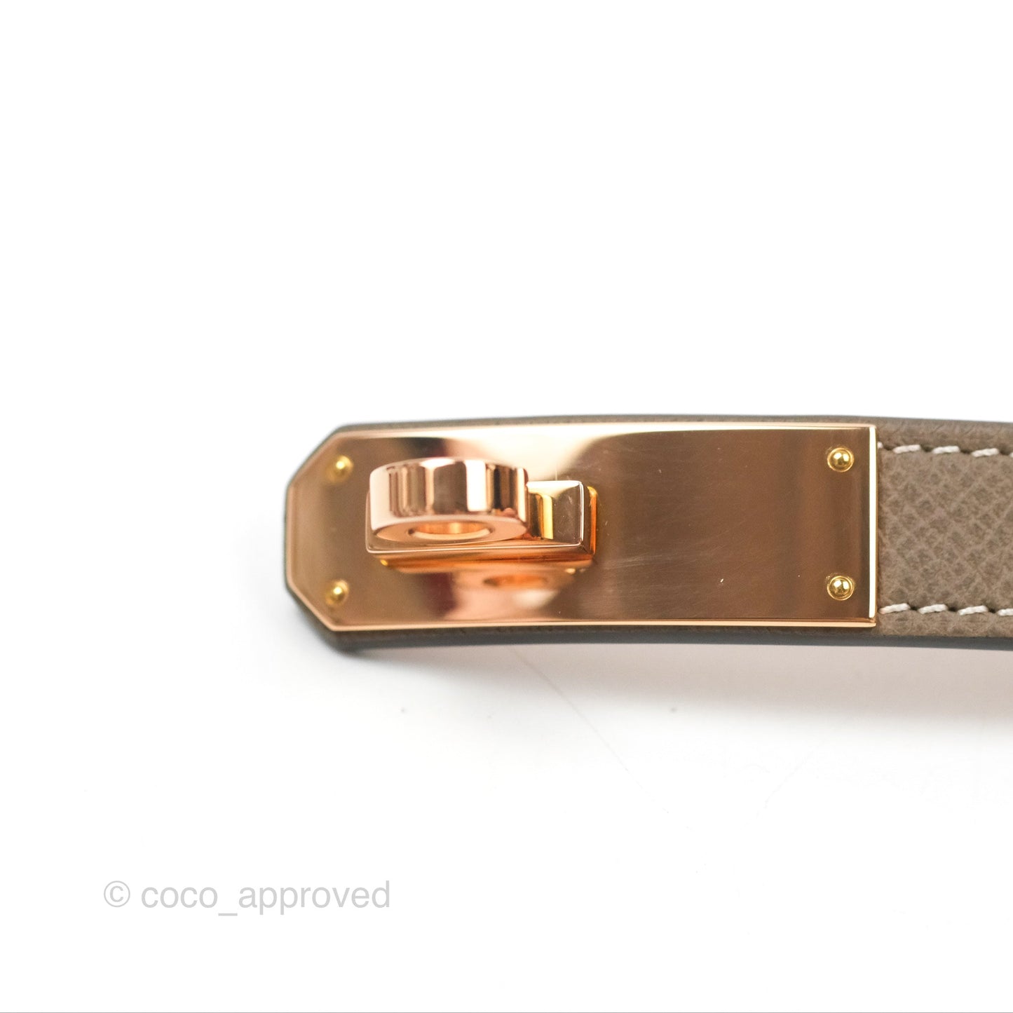 Hermès Kelly Buckle Belt Etoupe Epsom Rose Gold Hardware