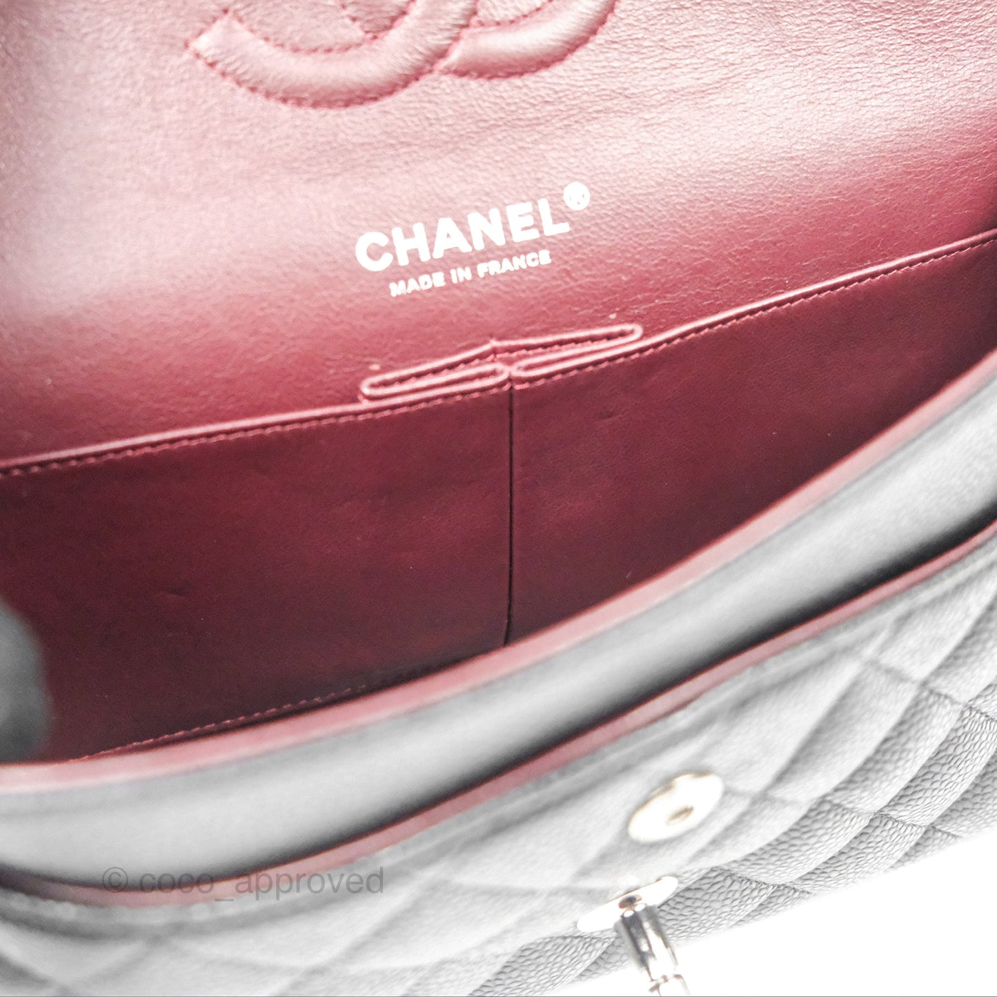 Chanel Classic M/L Medium Flap Quilted Black Caviar Silver Hardware