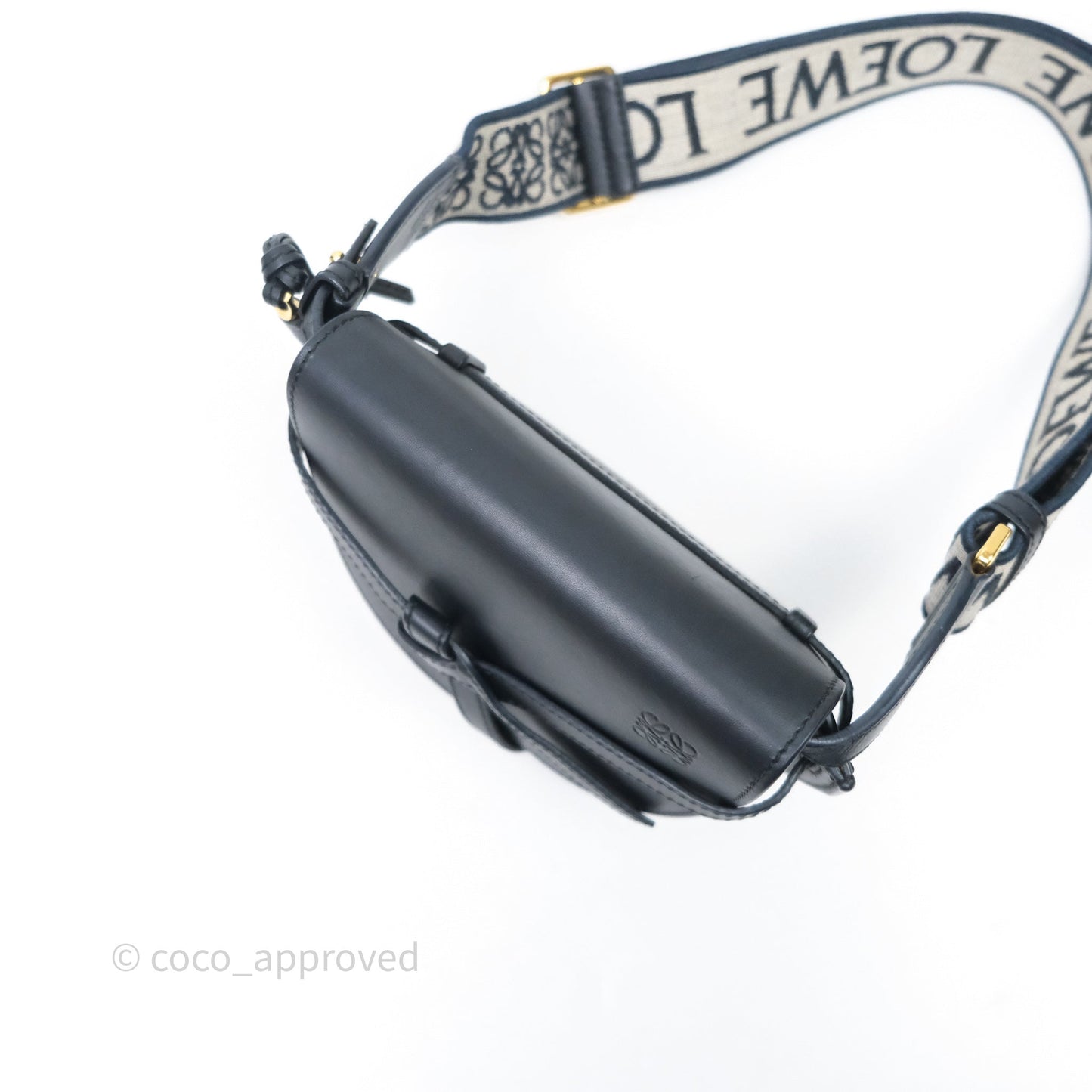 Loewe Mini Gate Dual Bag in Soft Calfskin & Jacquard Strap Black