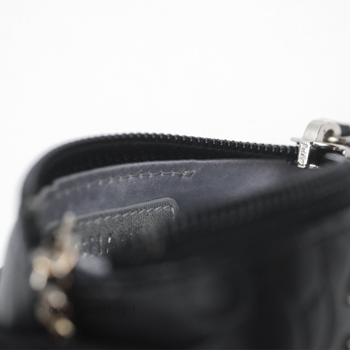 Chanel Key Holder Case Black Camellia Embossed Lambskin Silver Hardware