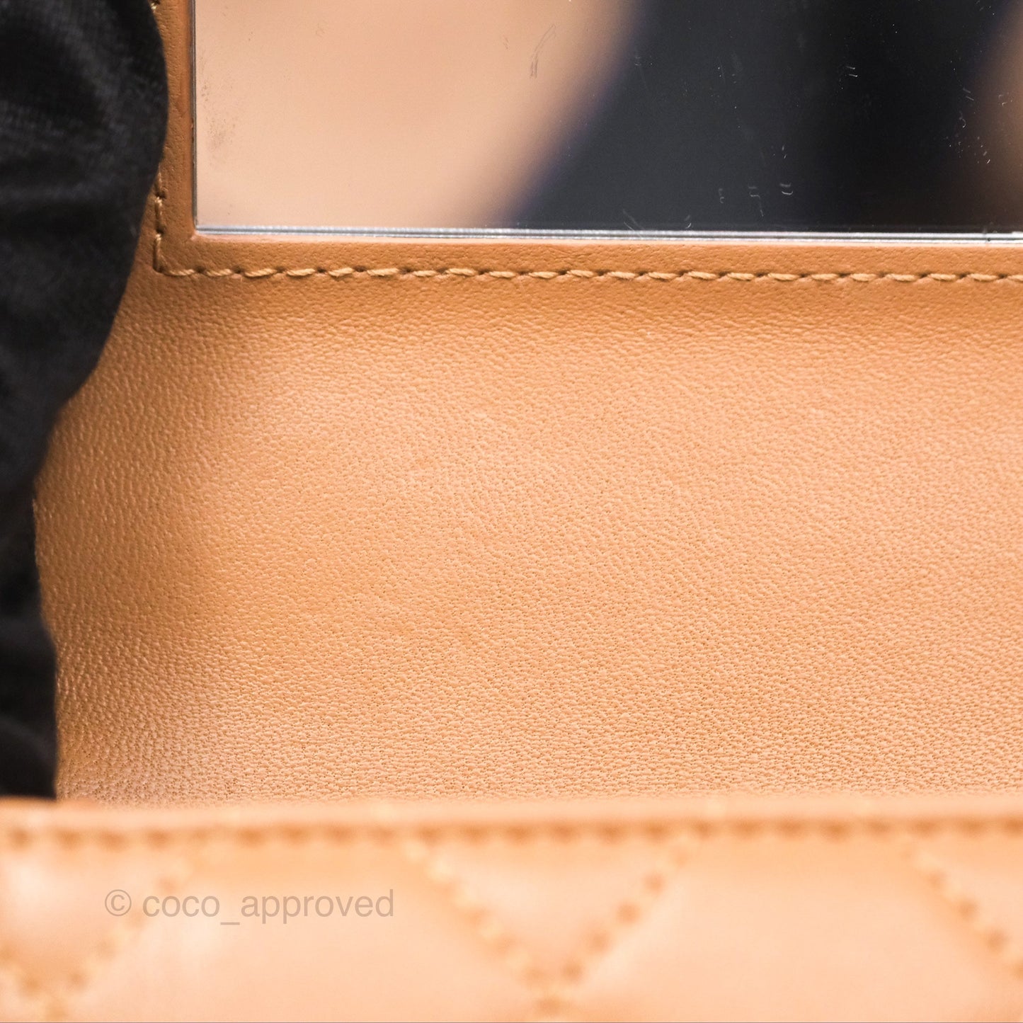 Chanel Mini Handle Clutch With Chain Caramel Lambskin Gold Hardware