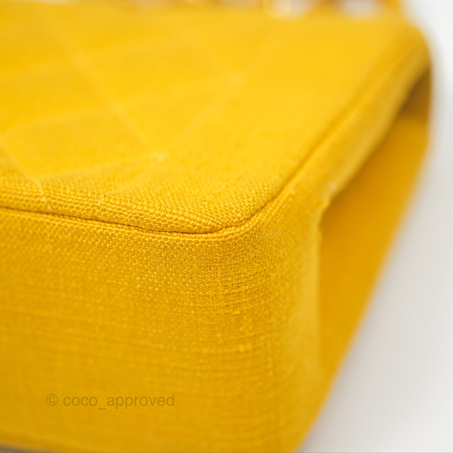 Chanel Vintage Small Classic Diana Flap Bag Yellow Linen Fabric 24K Gold Hardware