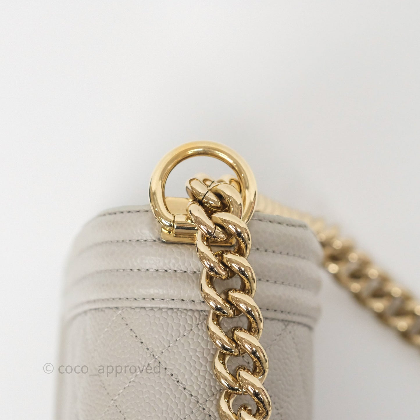 Chanel Medium Boy Quilted Grey Caviar Gold Hardware
