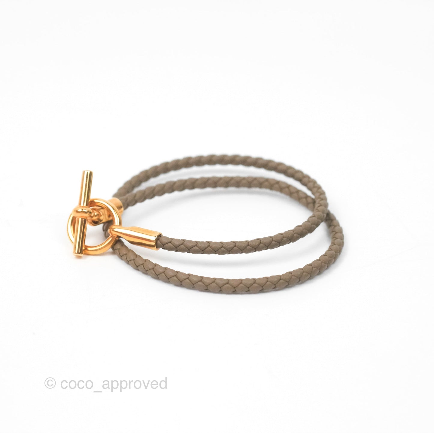 Hermès Glenan Double Tour Bracelet Étoupe Rose Gold Hardware