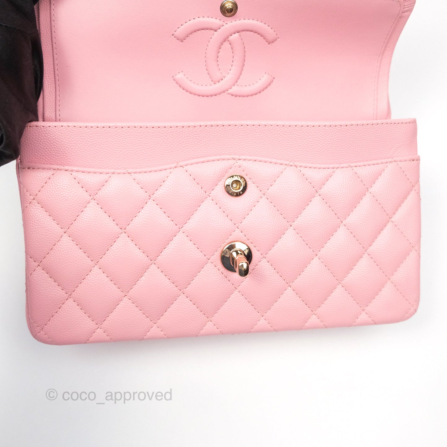 Chanel Small Classic Flap Quilted Sakura Pink Caviar Gold Hardware 22C