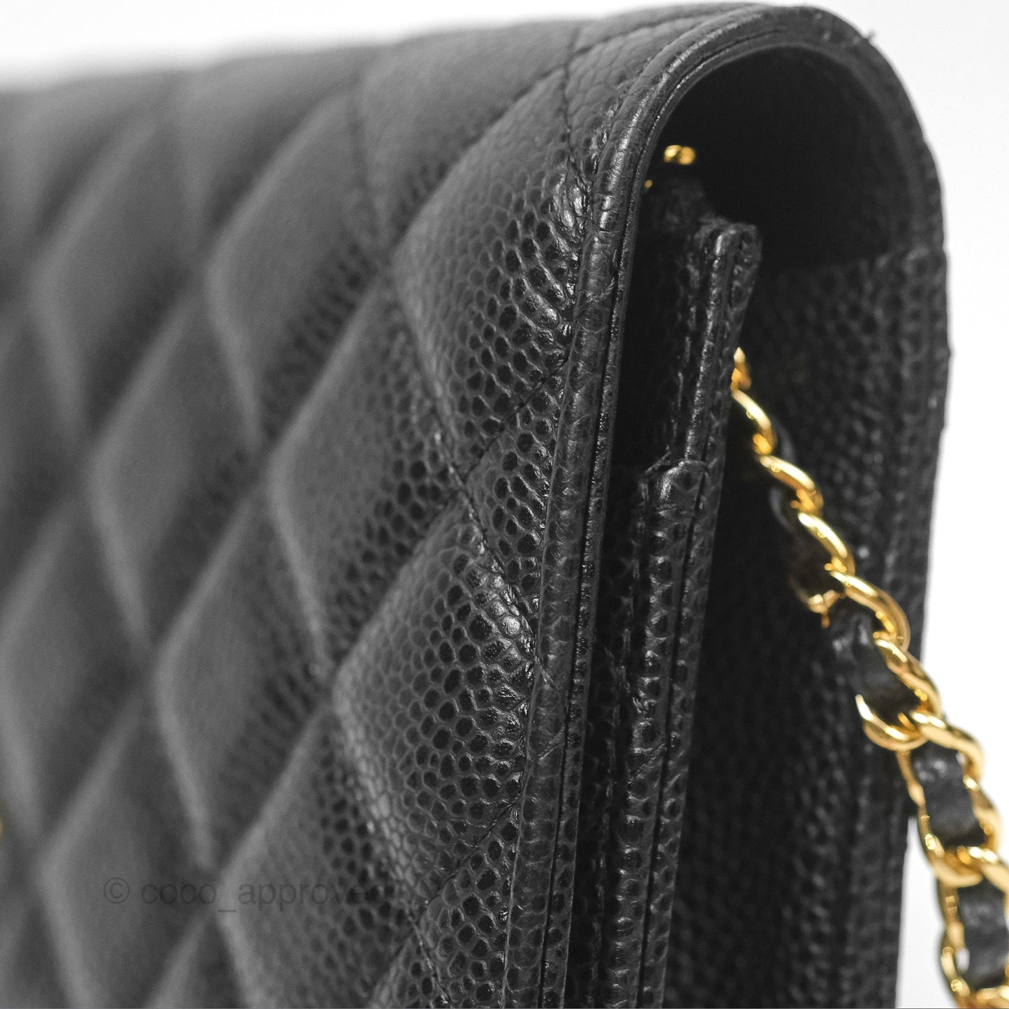 Chanel Classic Wallet On Chain WOC Quilted Black Caviar Gold Hardware