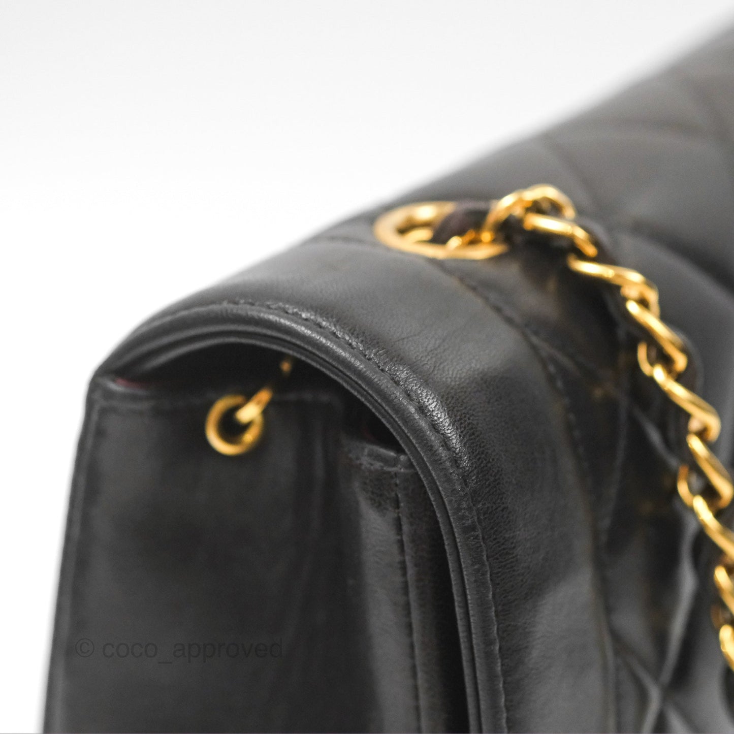 Chanel Vintage Quilted Medium Classic Diana Flap Bag Black Lambskin 24K Gold Hardware