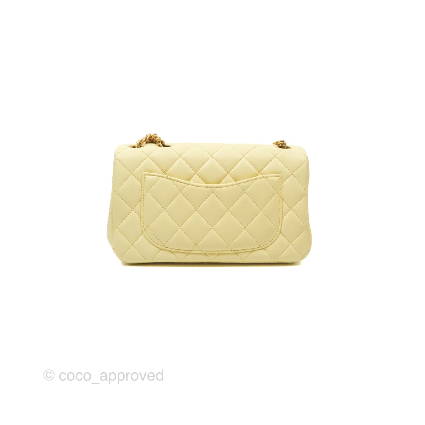 Chanel Mini Rectangular Flap with Camellia Adjustable Chain Yellow Lambskin Aged Gold Hardware 23S