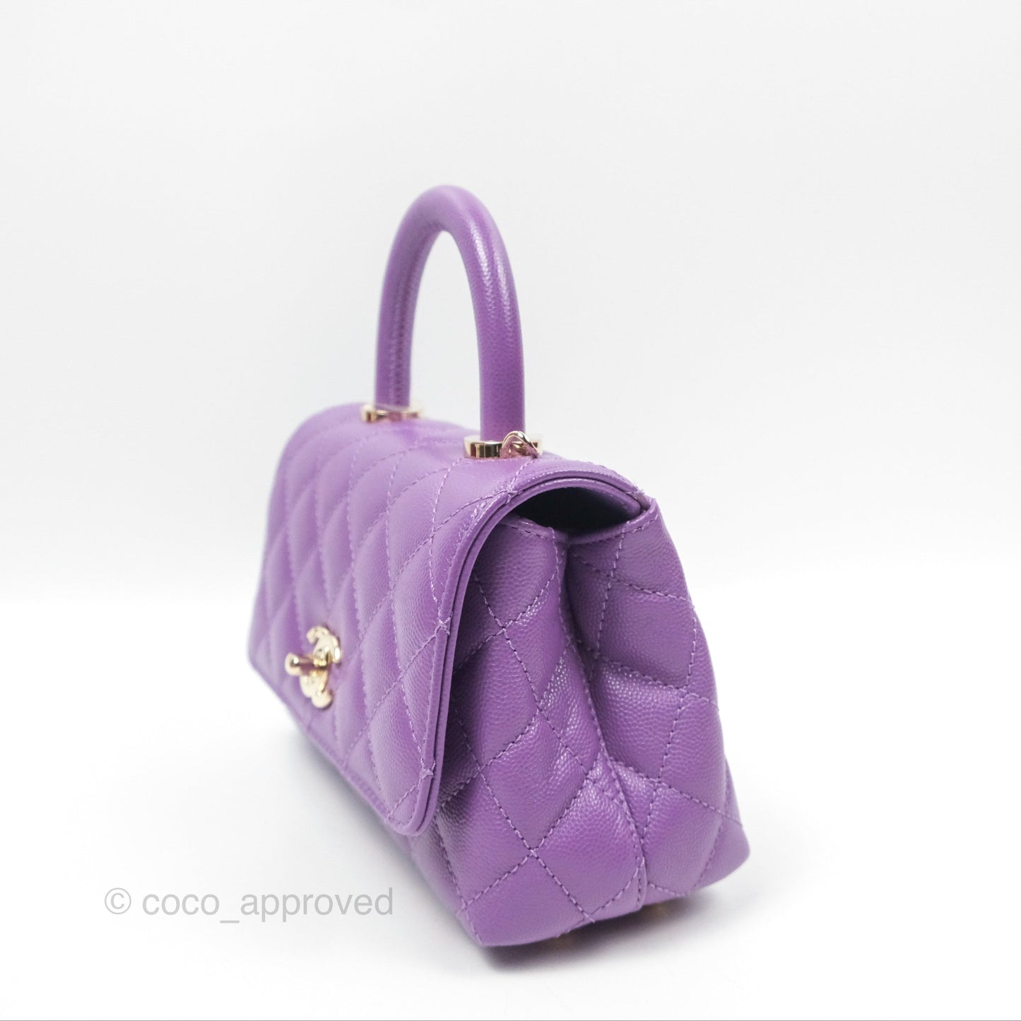 Chanel Mini Coco Handle Purple Caviar Gold Hardware