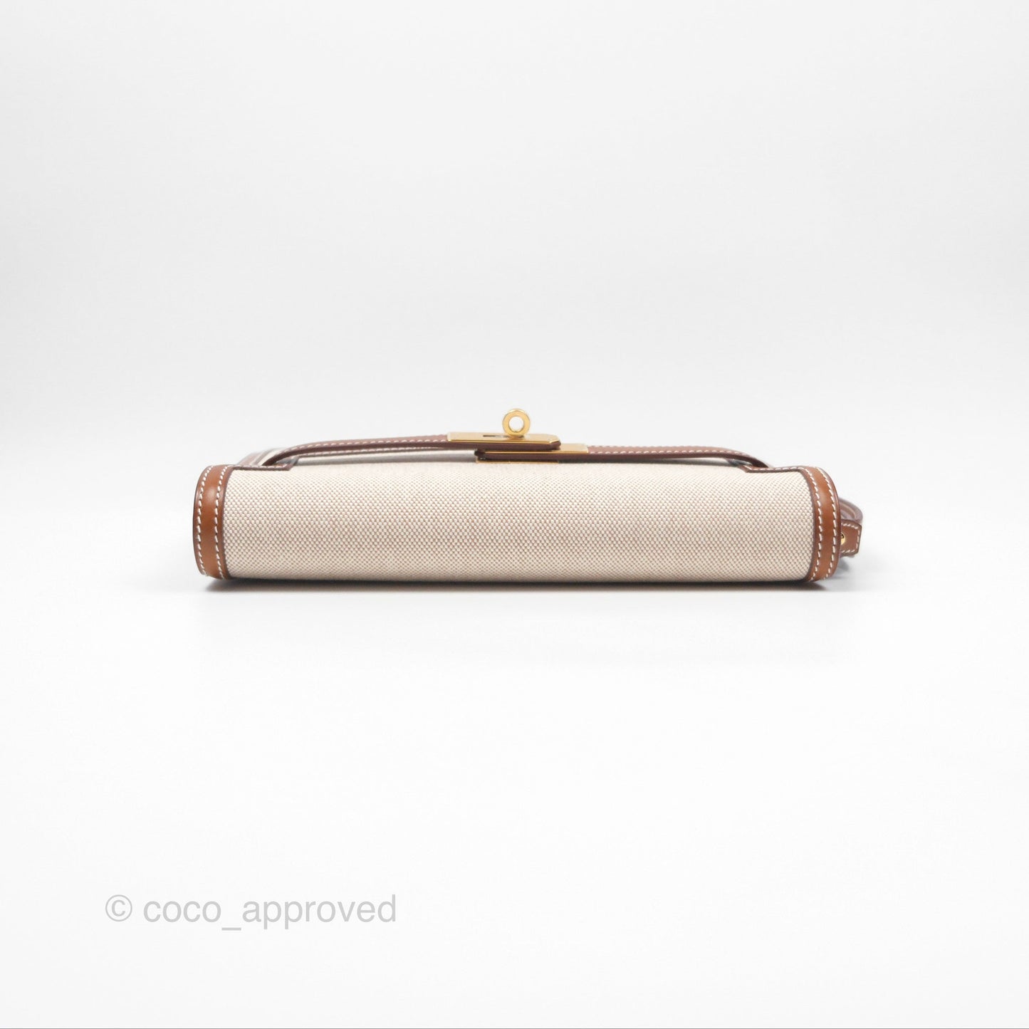 Hermès Kelly Depeches 25 Pouch Ecru-beige 14 Toile H/ Fauve 34 Barenia Gold Hardware