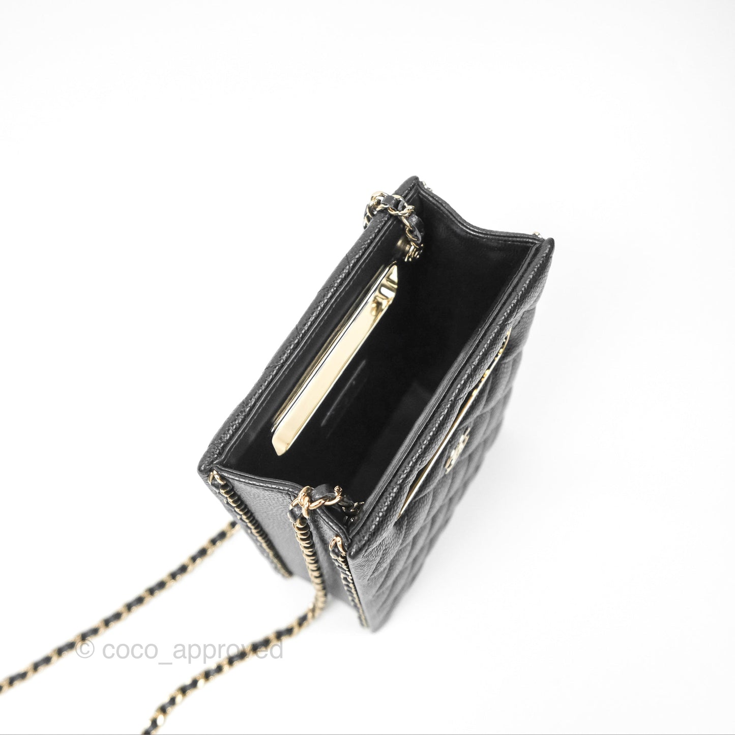 Chanel Evening Bag Caviar Black Gold Hardware 22S