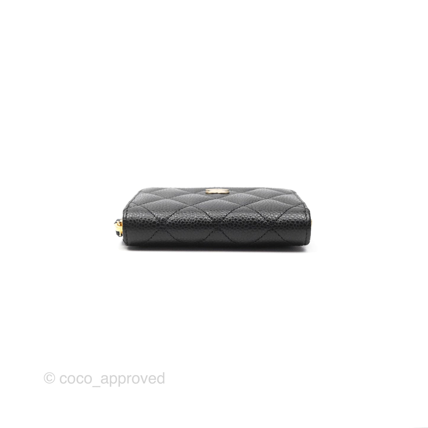 Chanel Quilted Zip Card Holder Black Caviar Gold Hardware