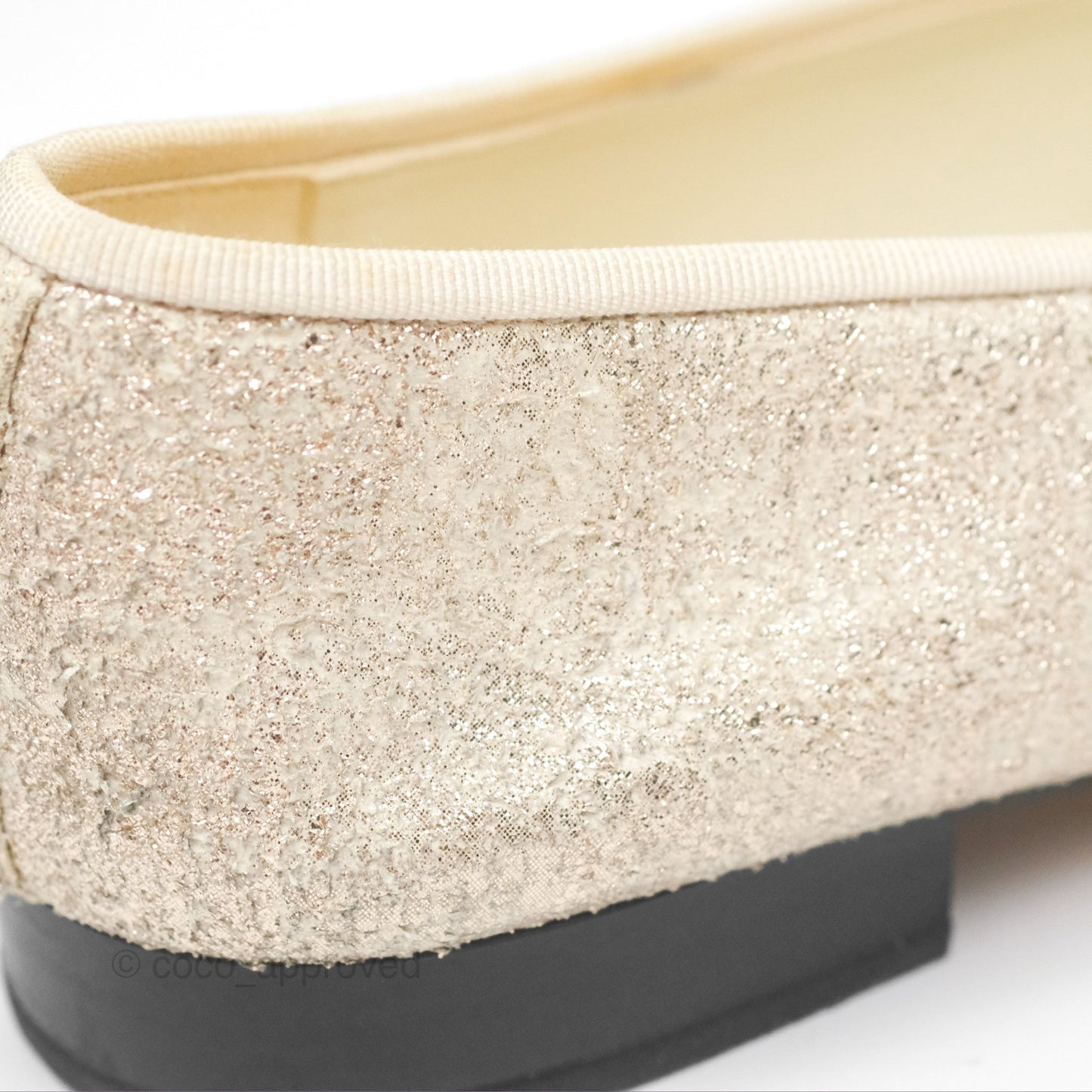 Chanel Ballerina Flats Glitter Ivory Black Size 39