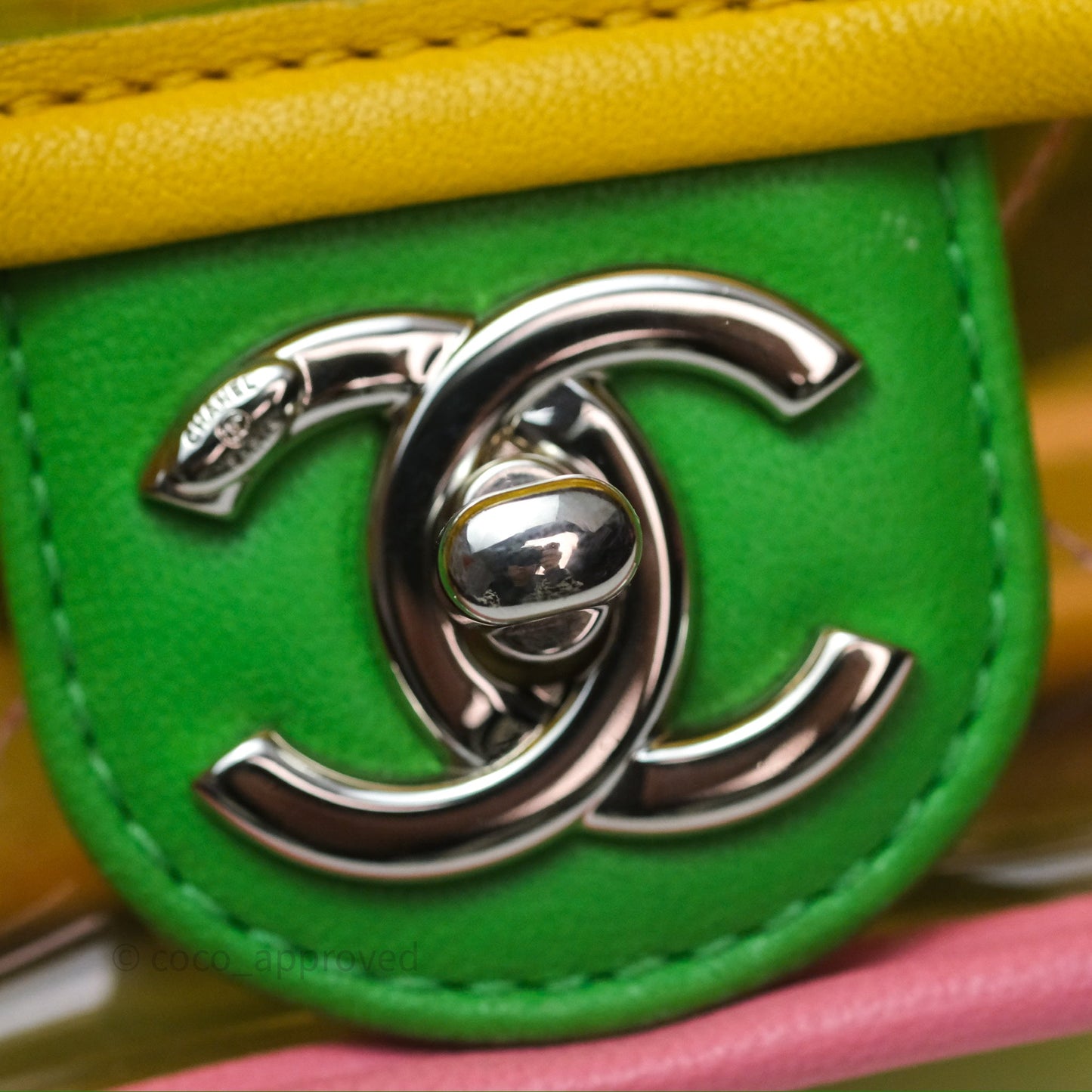 Chanel Mini Coco Splash Flap Bag PVC Lambskin Pink/Yellow/Green Silver Hardware