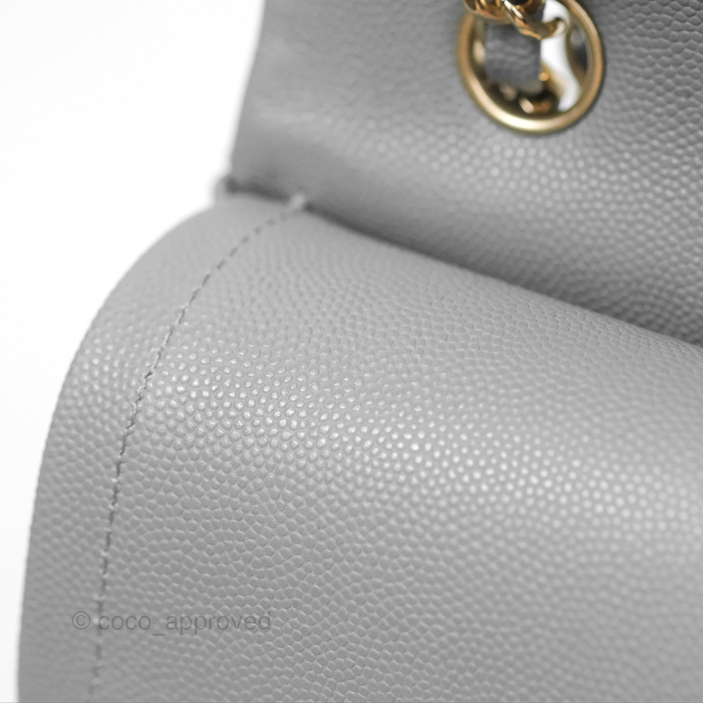 Chanel Small Classic Quilted Flap Grey Caviar Gold Hardware
