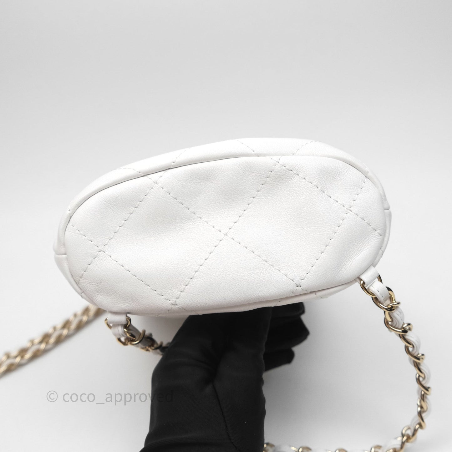 Chanel Quilted Drawstring Bucket Backpack White Calfskin Gold Hardware 24C