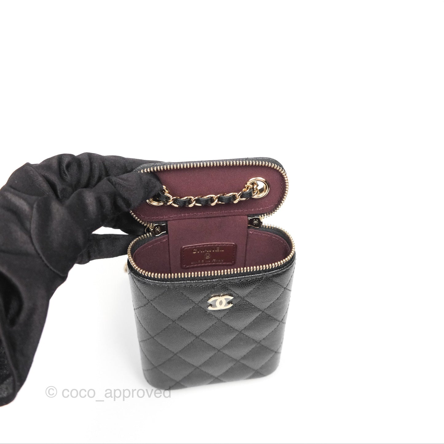 Chanel Classic Mini Vanity With Chain Black Caviar Gold Hardware