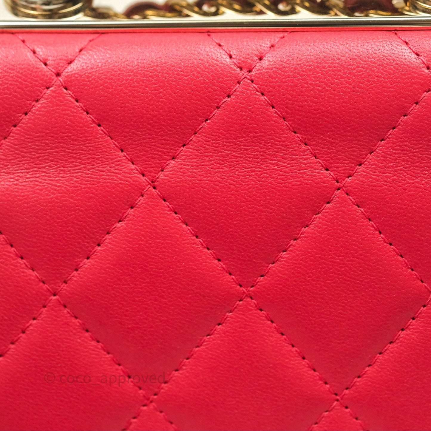 Chanel Mini Quilted Trendy CC Clutch With Chain Red Lambskin Gold Hardware