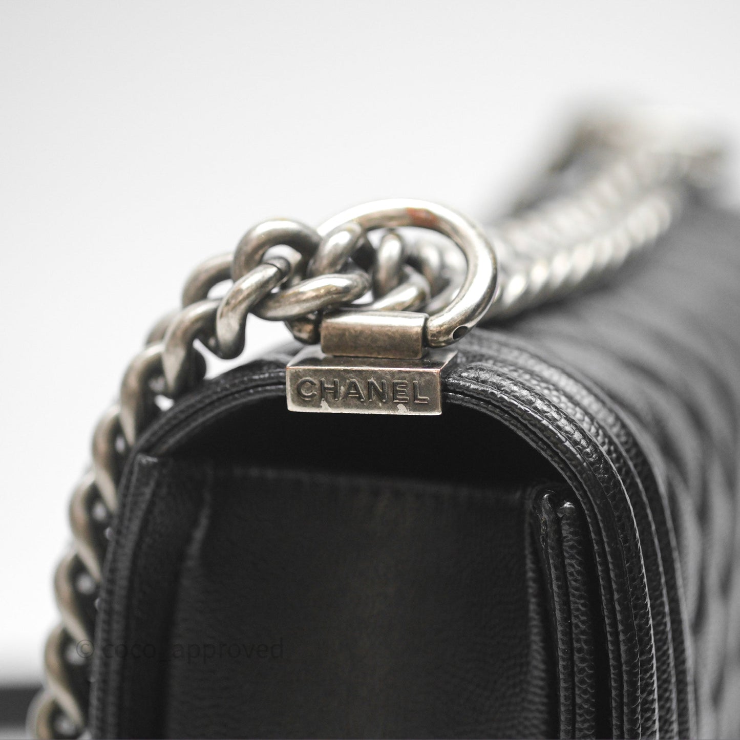 Chanel Quilted Medium Boy Black Caviar Ruthenium Hardware