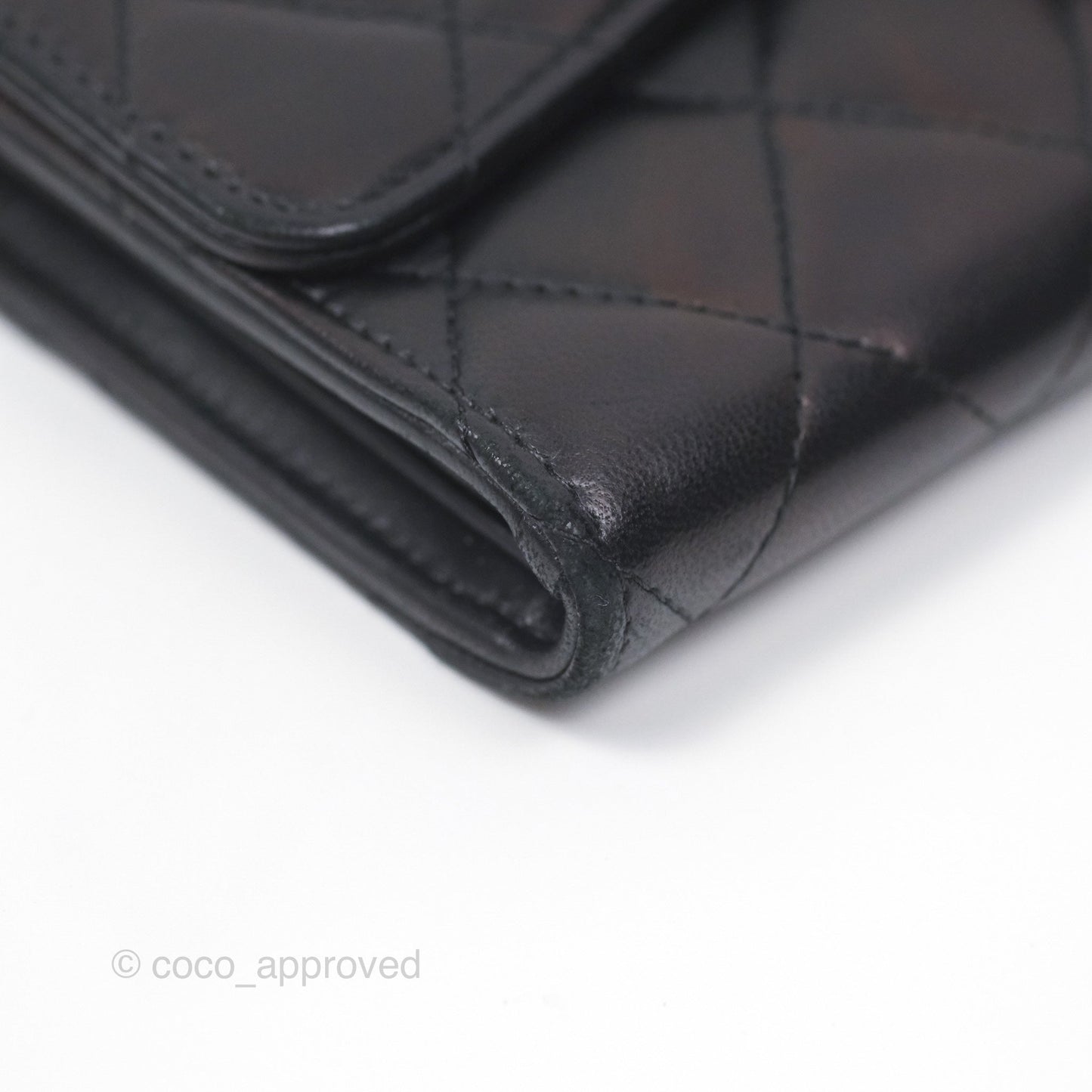 Chanel Quilted Classic Zip Long Wallet Black Lambskin Silver Hardware