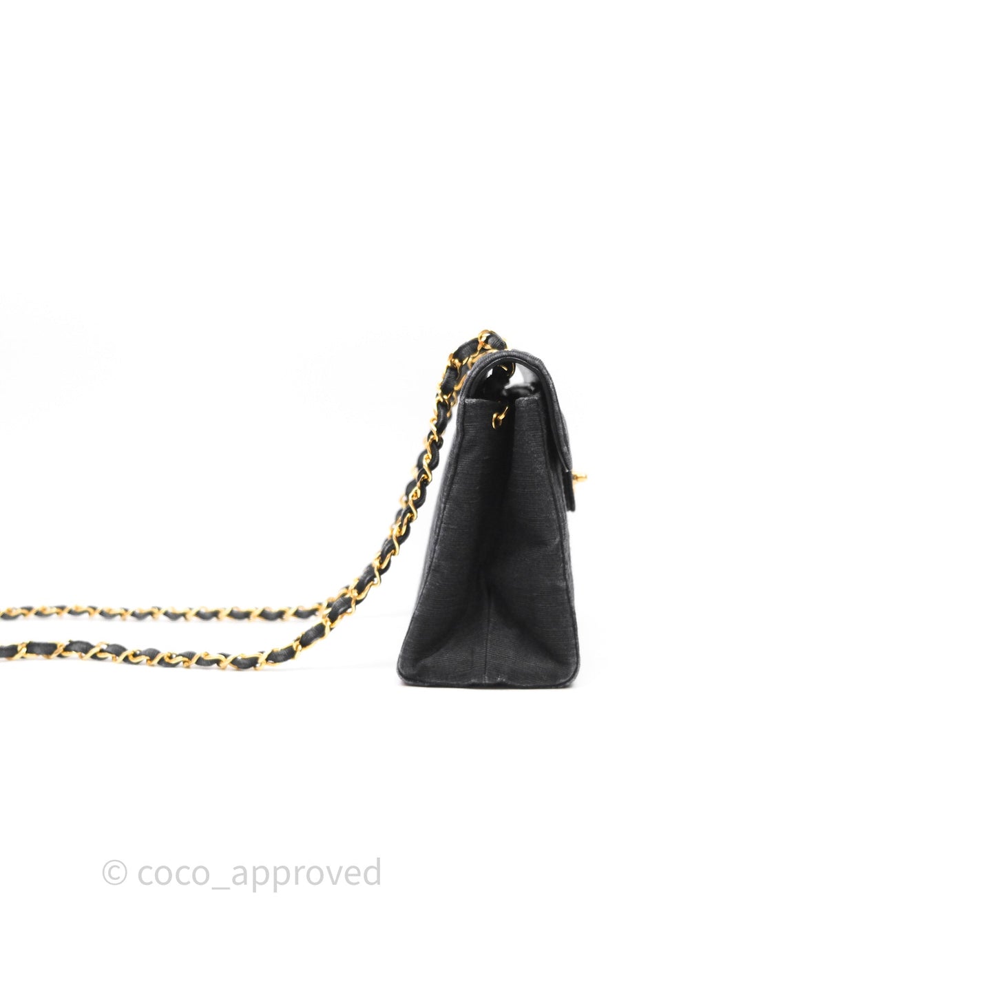 Chanel Vintage Small Flap Bag Black Grosgrain 24K Gold Hardware