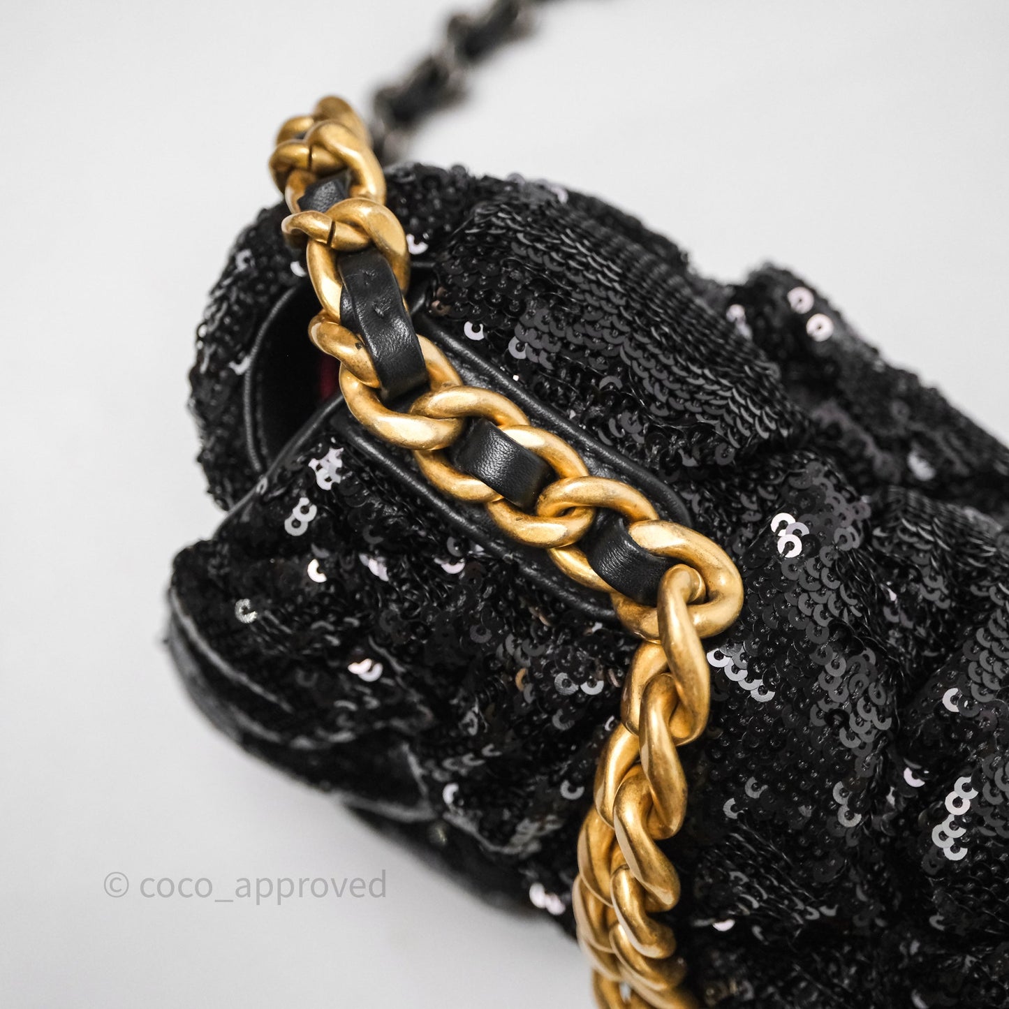Chanel 19 Small Sequin Black Mixed Hardware