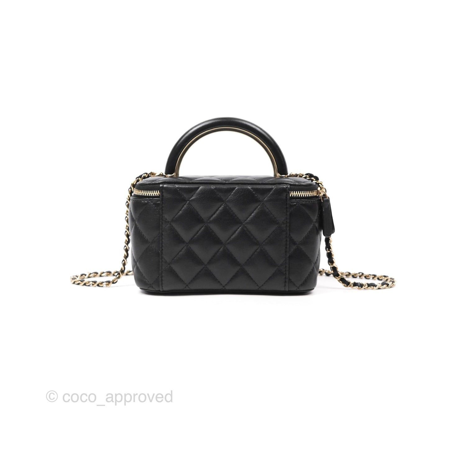 Chanel Top Handle Vanity Rectangular Black Lambskin Gold Hardware