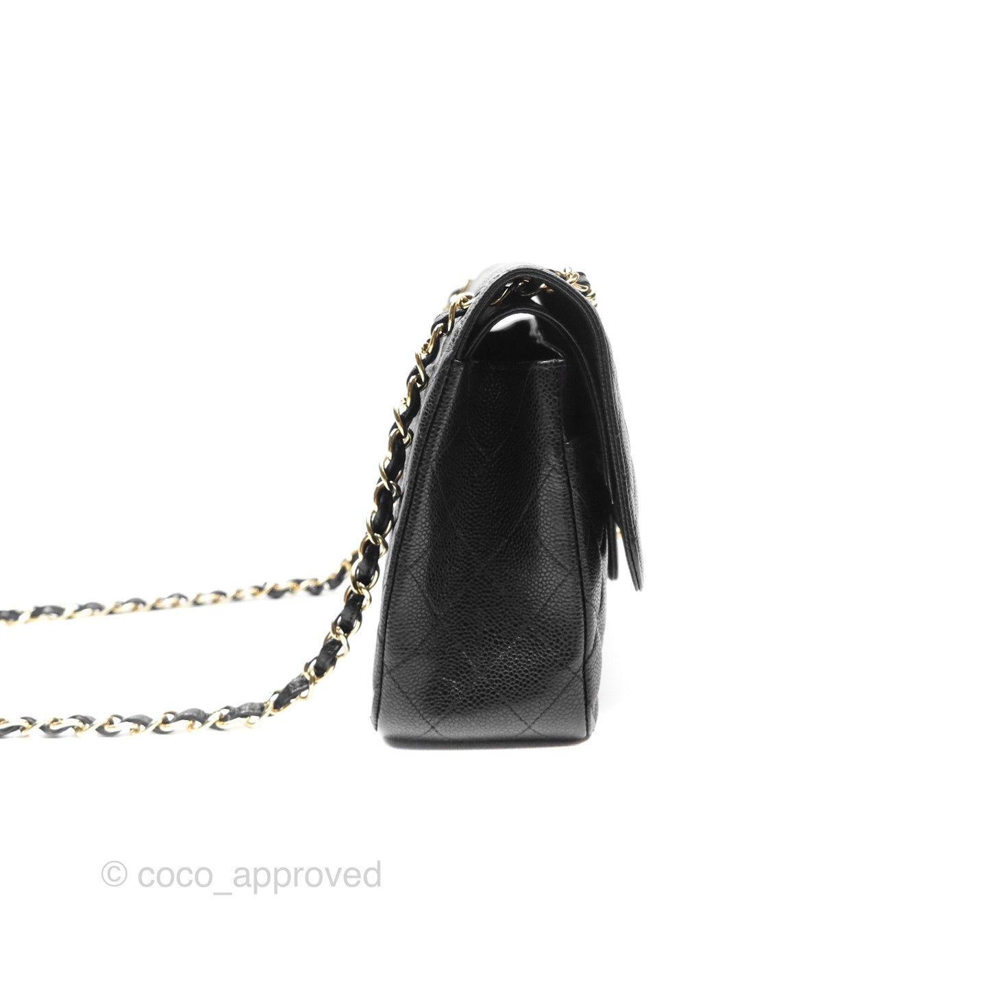 Chanel Jumbo Double Flap Quilted Black Caviar Gold Hardware⁣⁣