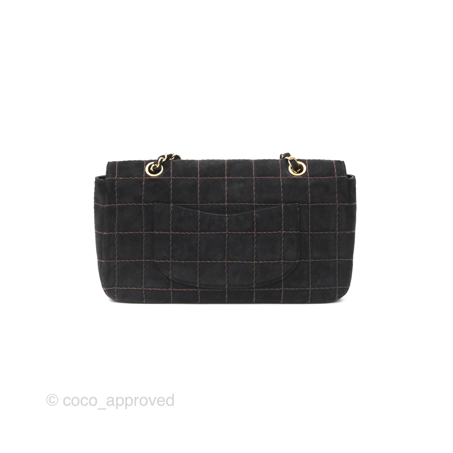 Chanel Bar Flap Black Suede Blushed Gold Hardware