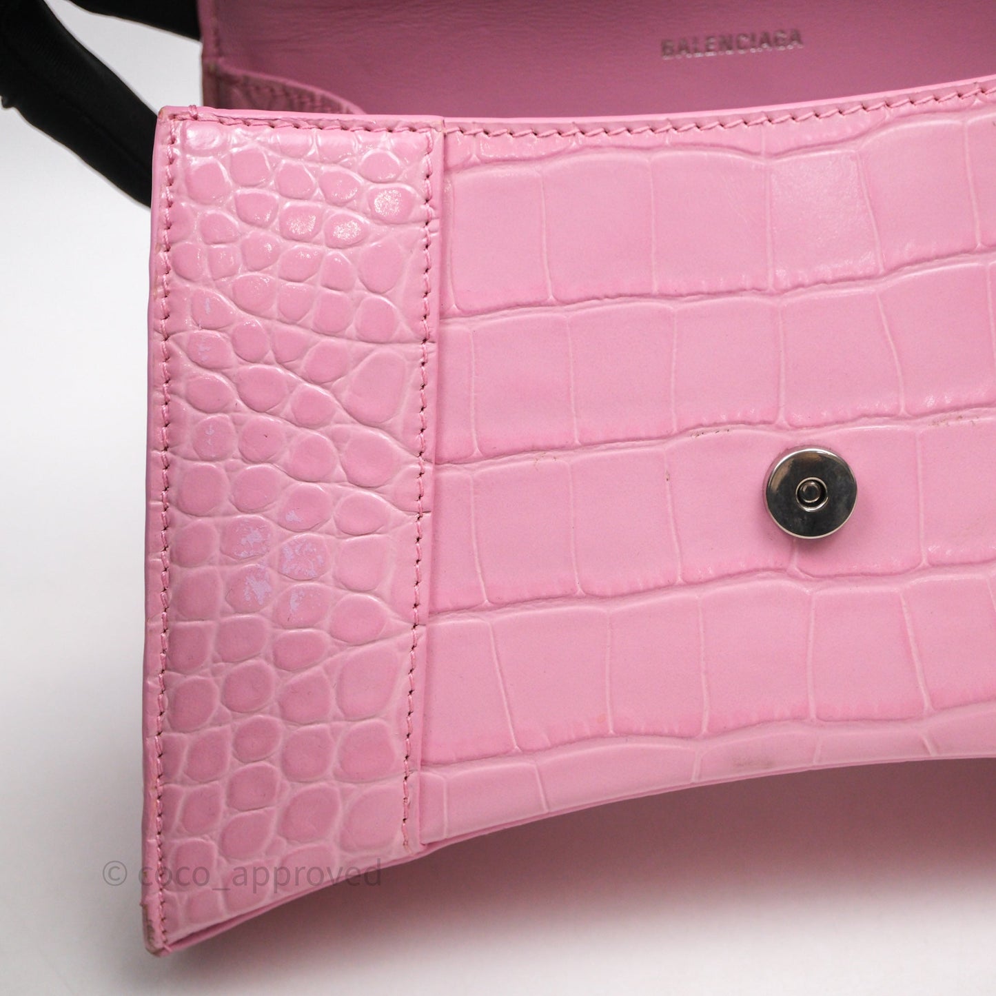 Balenciaga Small Hourglass Embossed Bag Pink