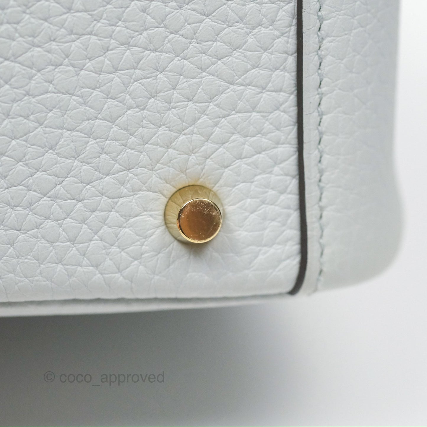 Hermès Mini Lindy 20 Bleu Pale Clemence Gold Hardware