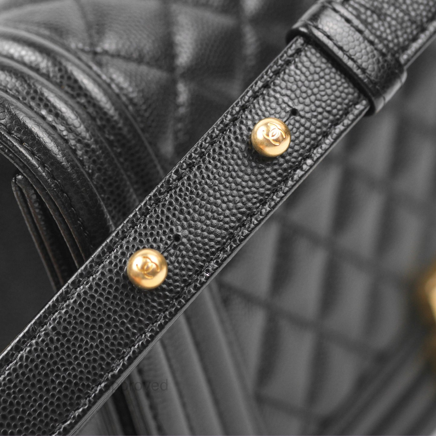 Chanel Quilted Medium Boy Black Caviar Aged Gold Hardware