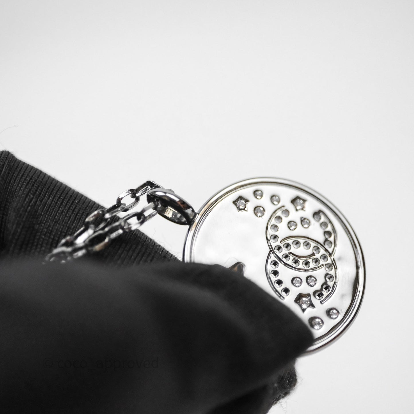 Chanel Round CC Star Coin Necklace Gun Metal 24K