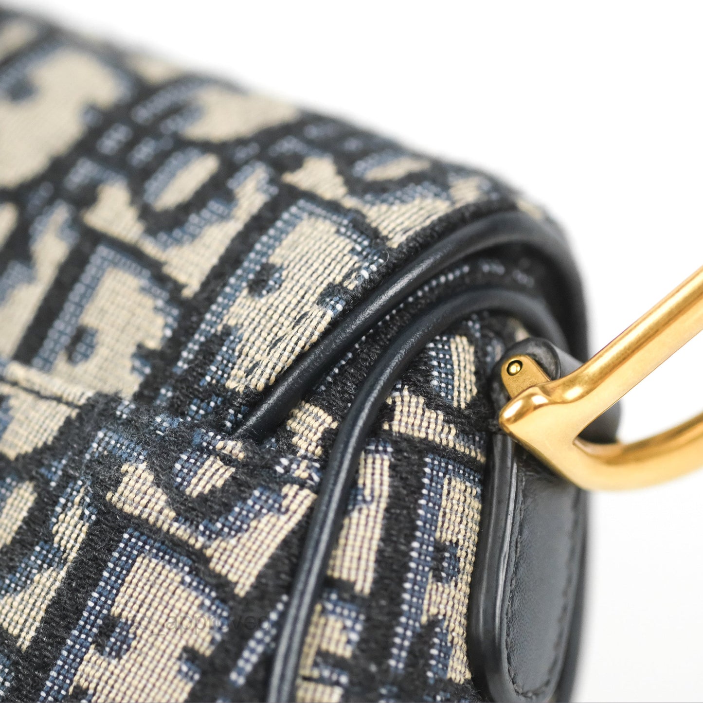Christian Dior Mini Saddle Bag Blue Oblique Jacquard Gold Hardware