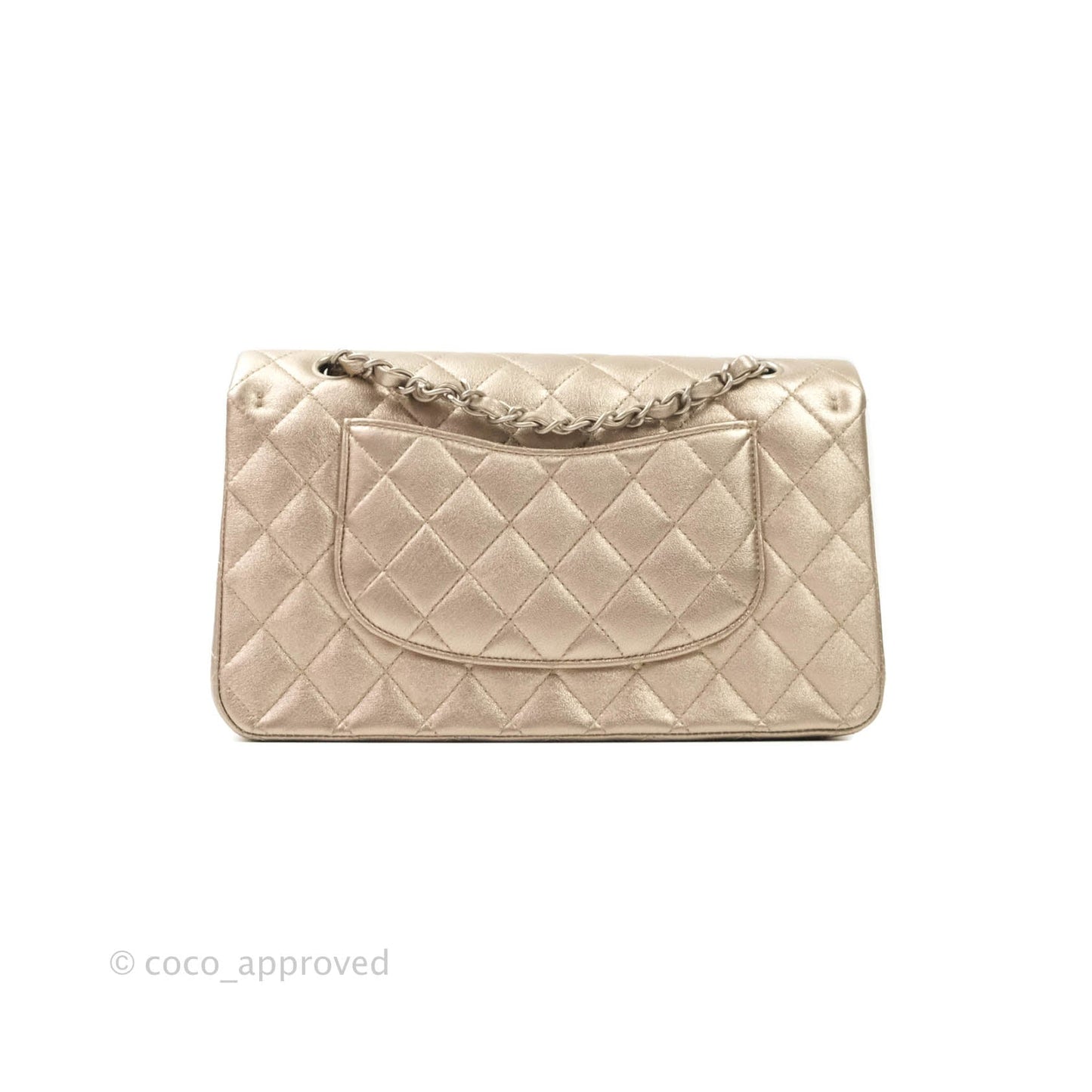 Chanel Classic M/L Medium Double Flap Metallic Bronze Lambskin Matte Silver Hardware