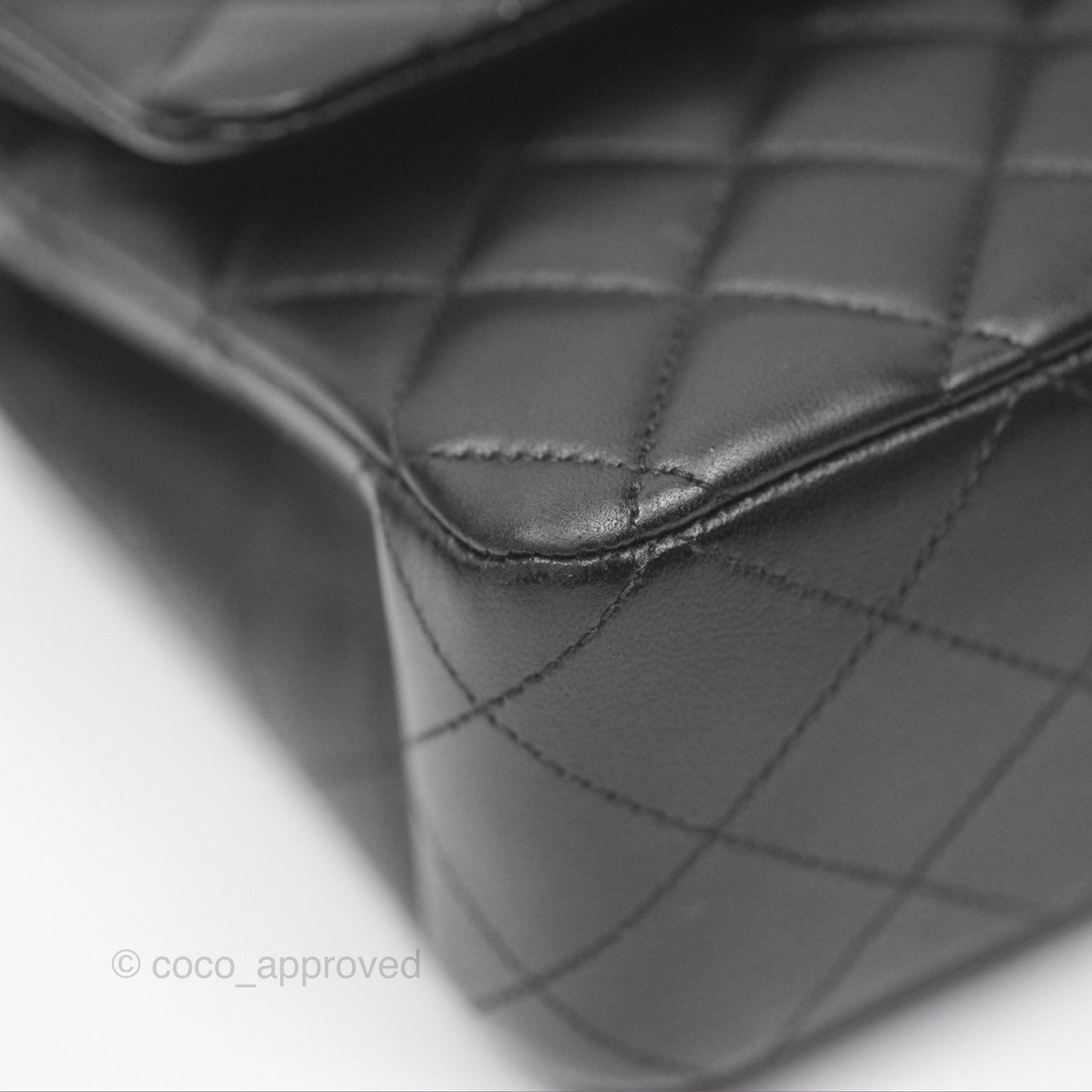 Chanel M/L Medium Classic Flap Quilted Black Lambskin Silver Hardware