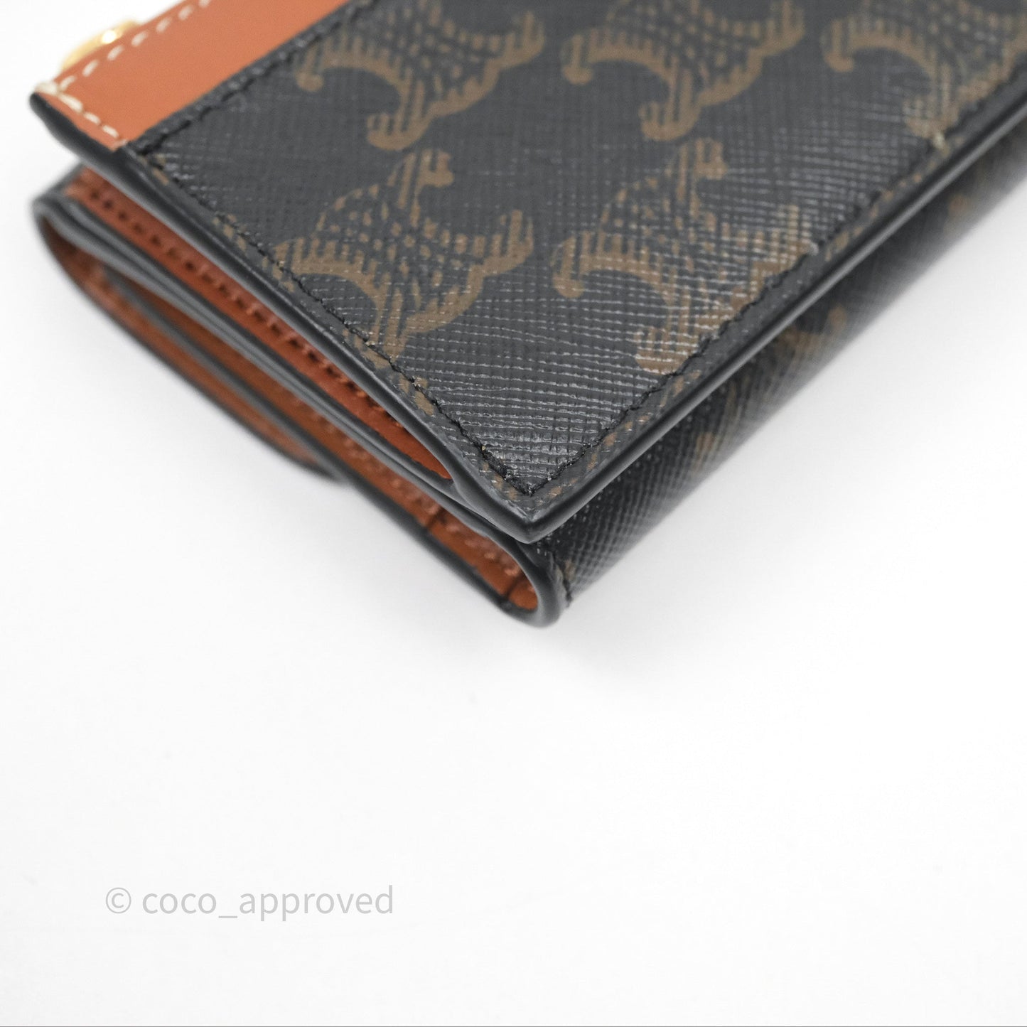 Celine Compact Wallet with Coin Triomphe Canvas Tan Lambskin