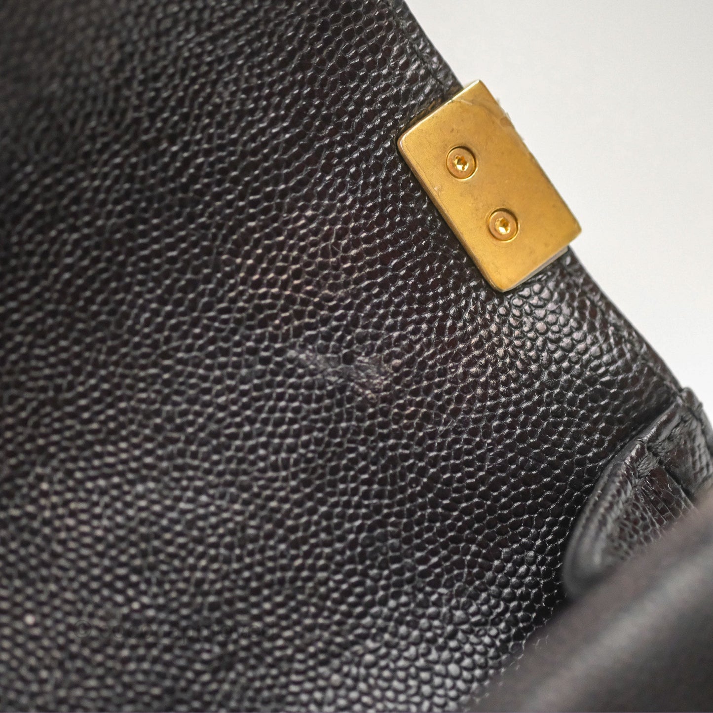 Chanel Chevron Medium Boy Black Caviar Aged Gold Hardware