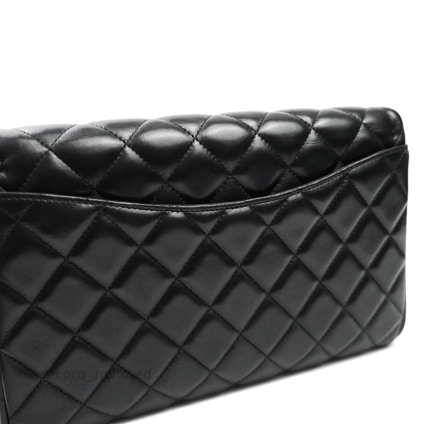 Chanel Quilted Clutch with Chain Lambskin Black Silver Hardware