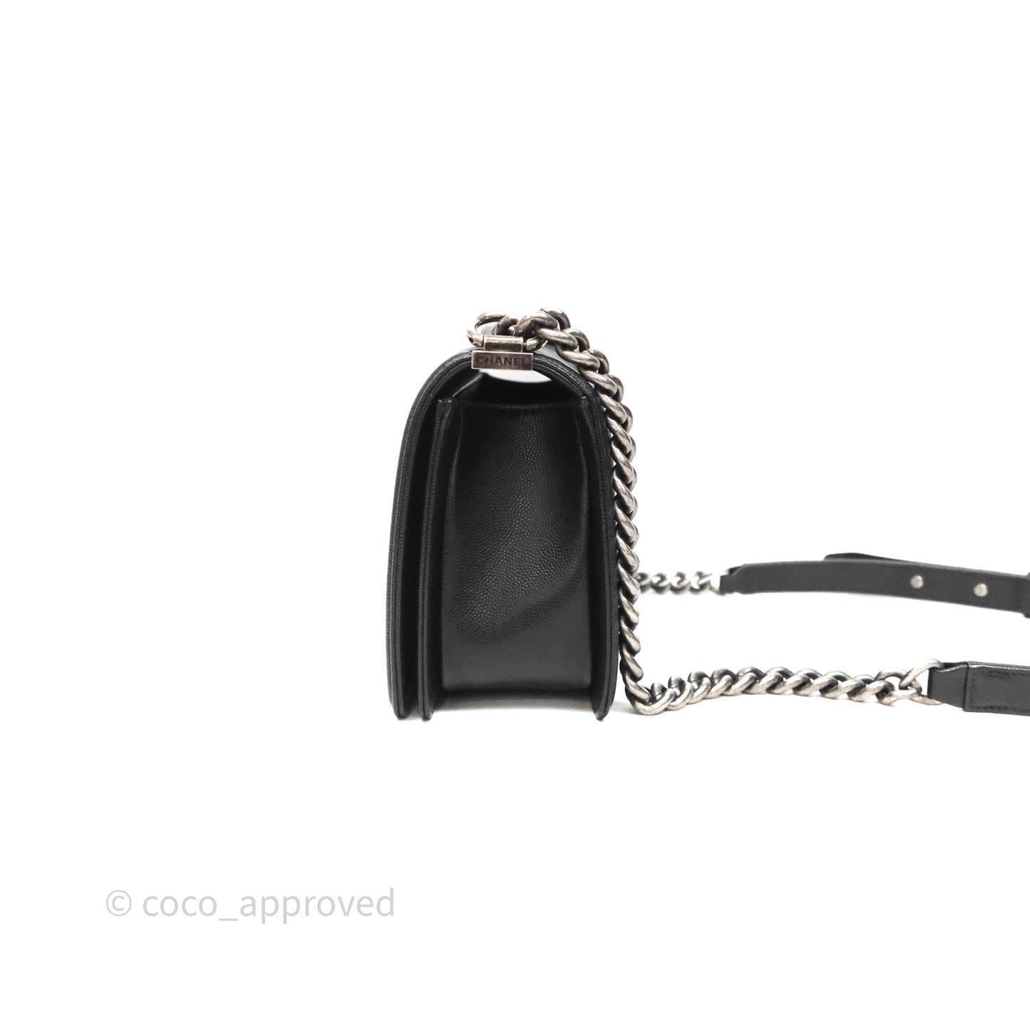 Chanel Quilted Medium Boy Black Caviar Ruthenium Hardware