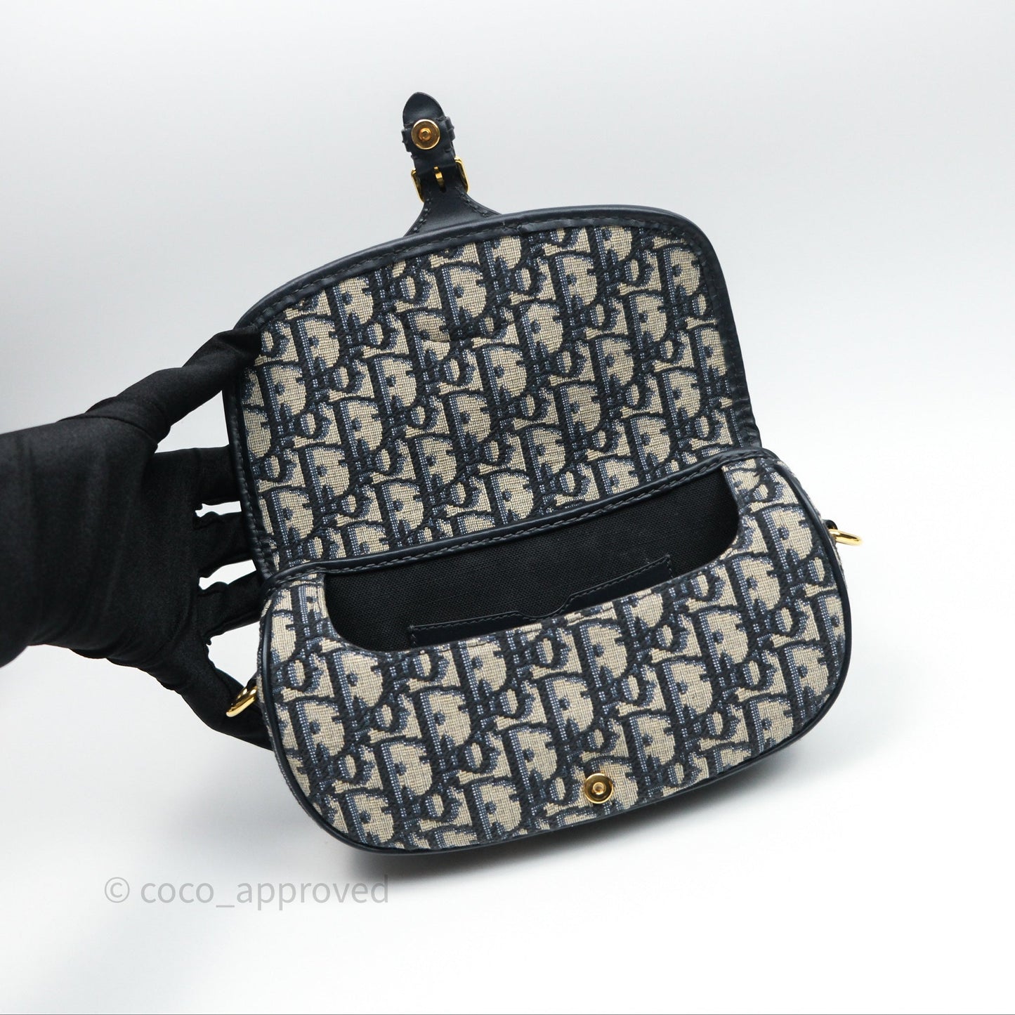 Christian Dior Bobby East-West Bag Blue Oblique Jacquard Canvas