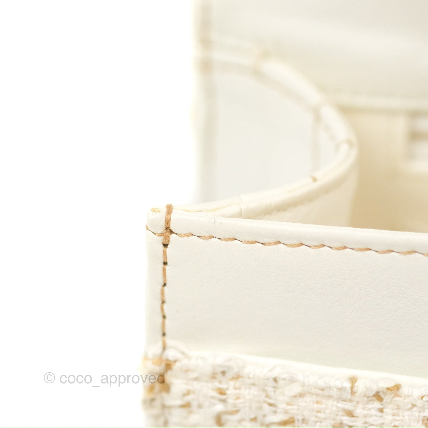 Chanel Small Tweed Flap Bag White Aged Gold Hardware