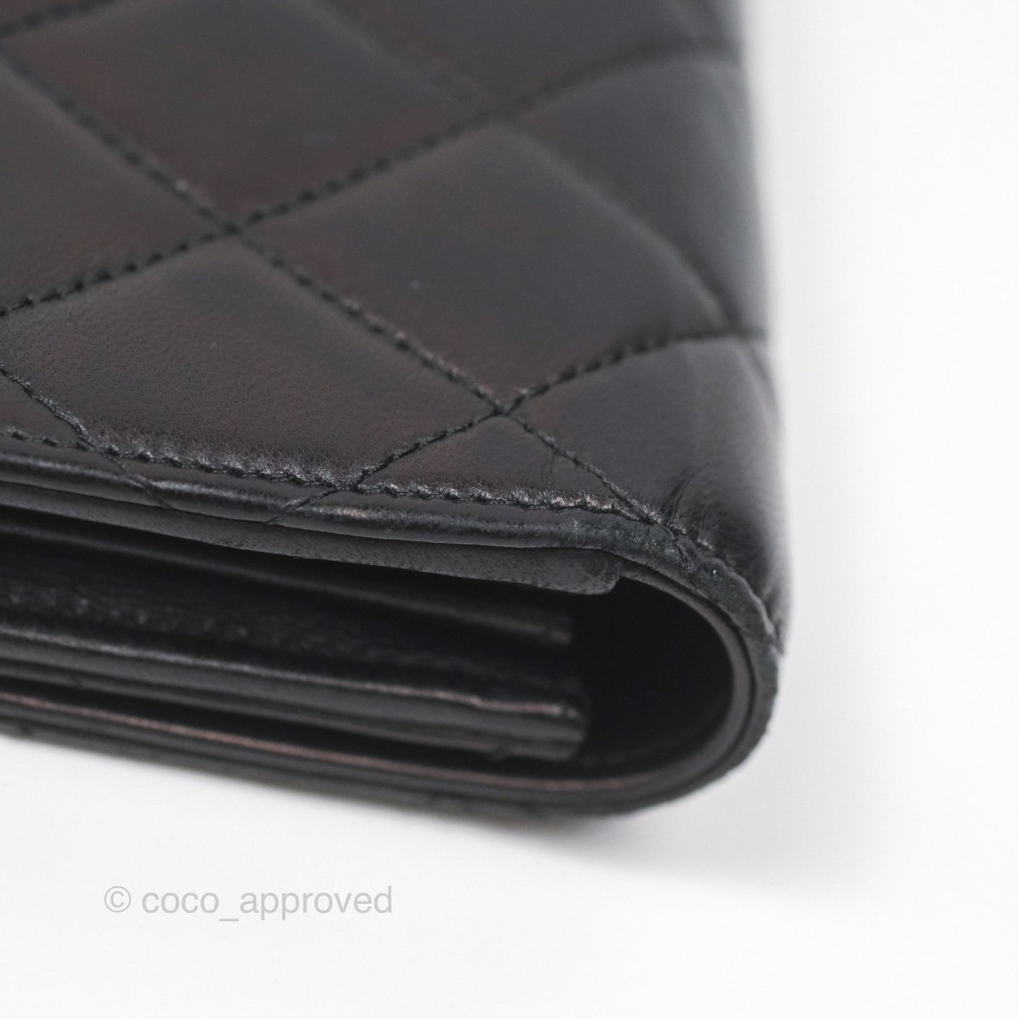 Chanel Quilted Classic Zip Long Wallet Black Lambskin Silver Hardware