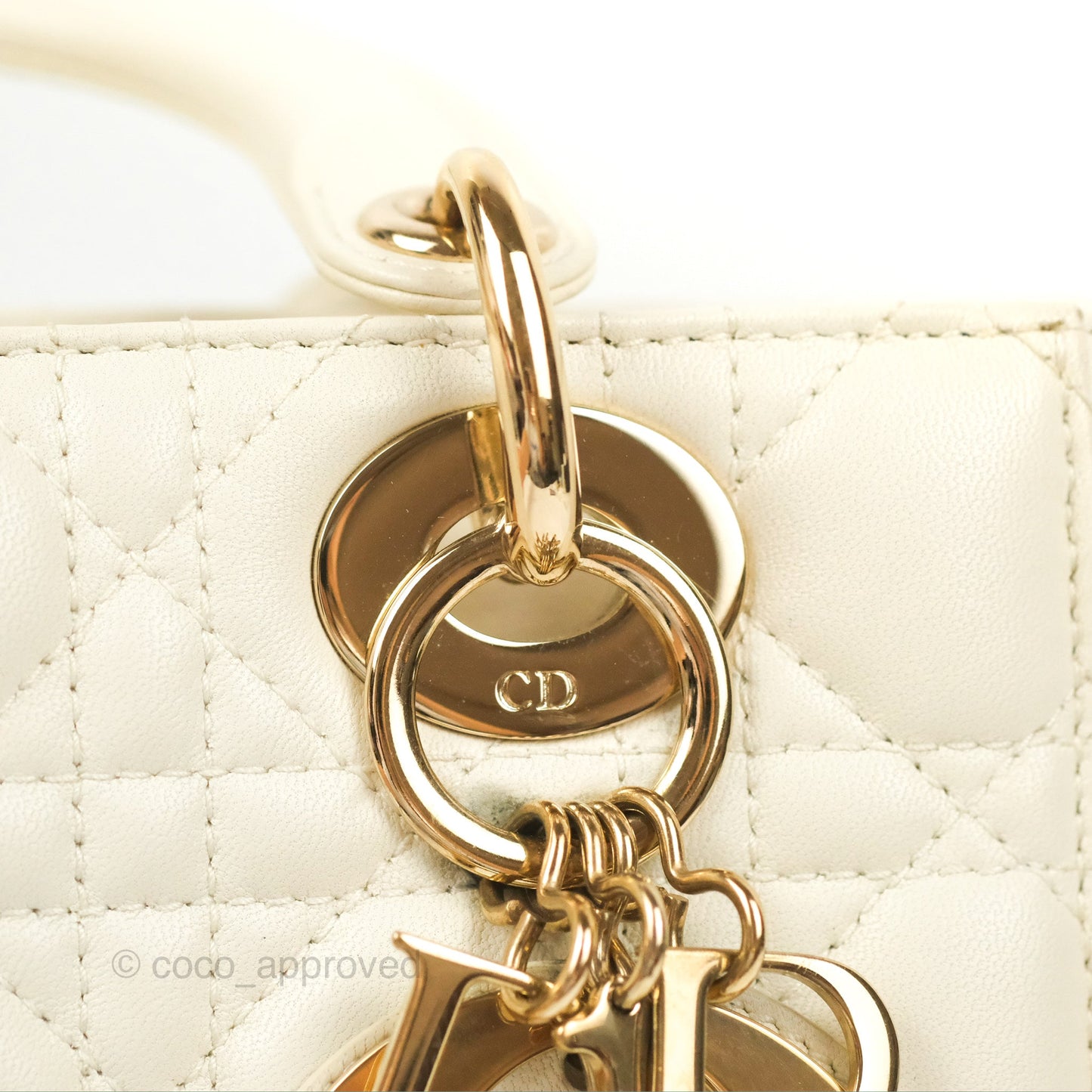 Christian Dior My ABCDior Lady Dior Bag Cannage Lambskin White Gold Hardware