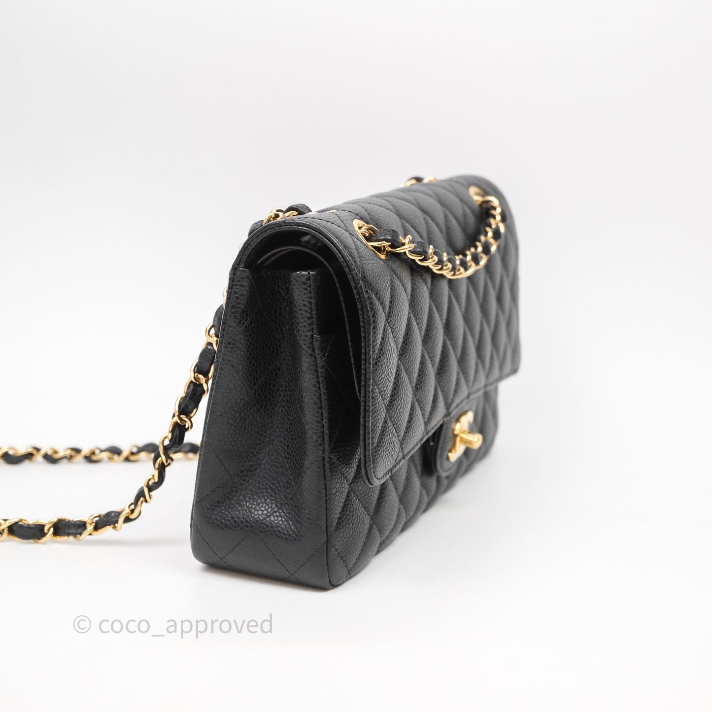Chanel Classic M/L Medium Flap Quilted Black Caviar Gold Hardware