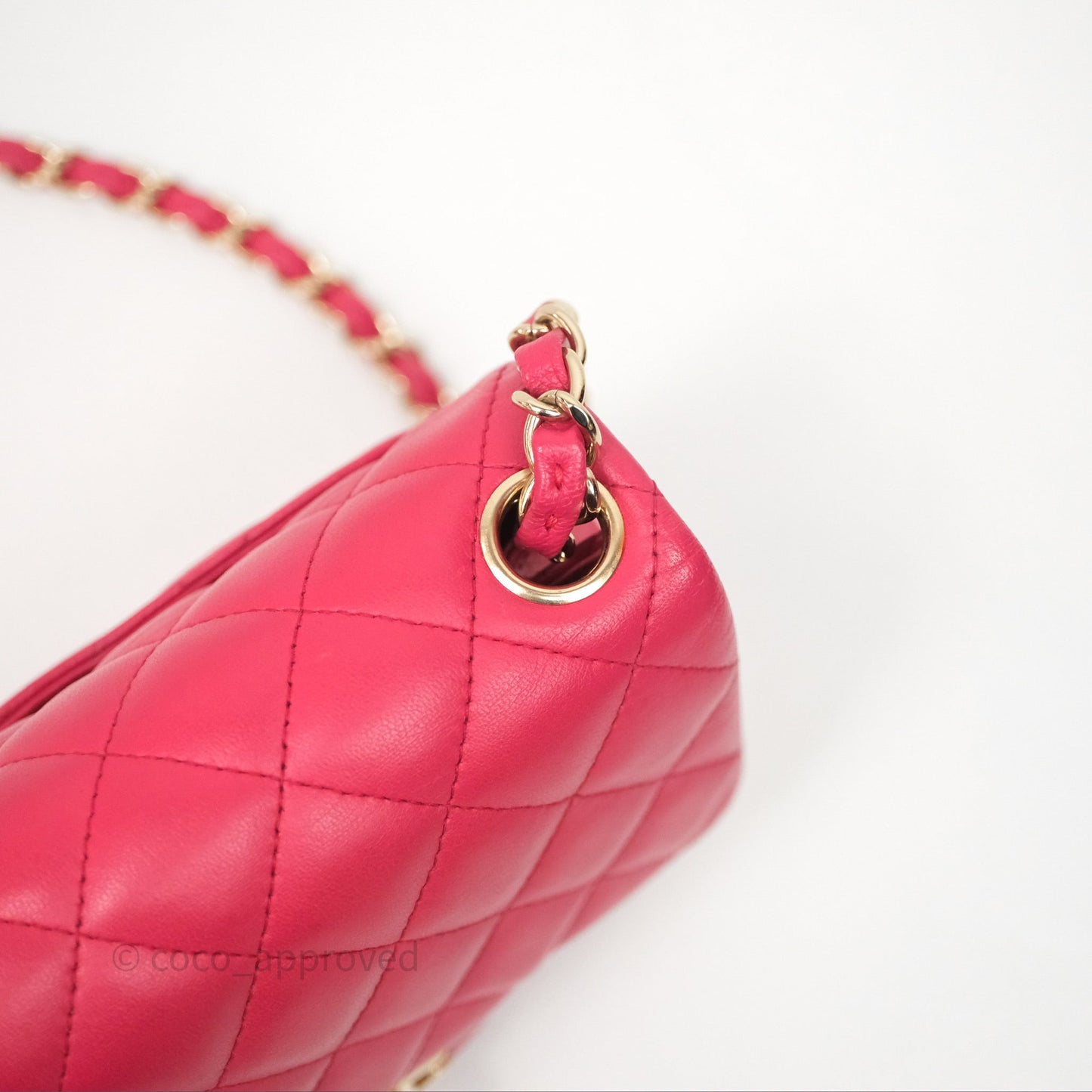 Chanel Mini Square Flap Quilted Dark Pink Lambskin Gold Hardware