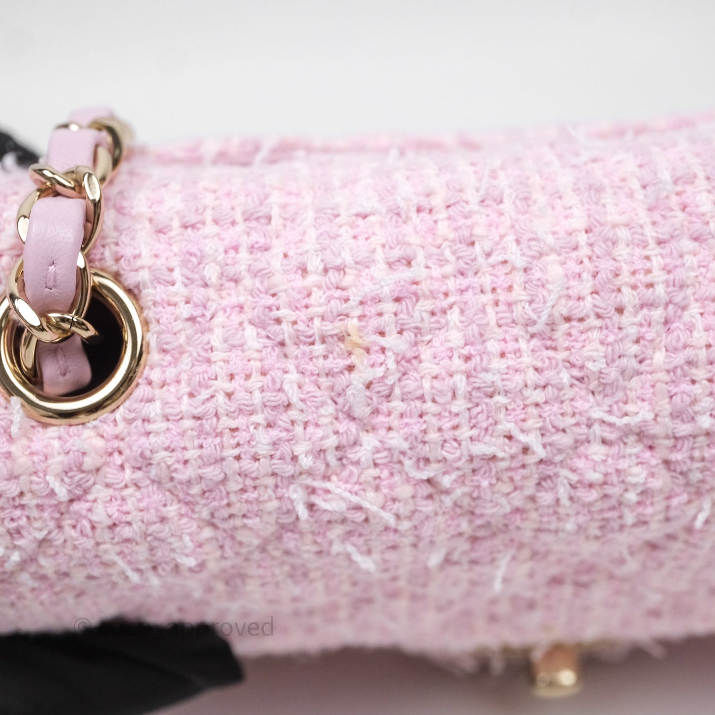 Chanel Classic Mini Rectangular Flap Pink Tweed Gold Hardware