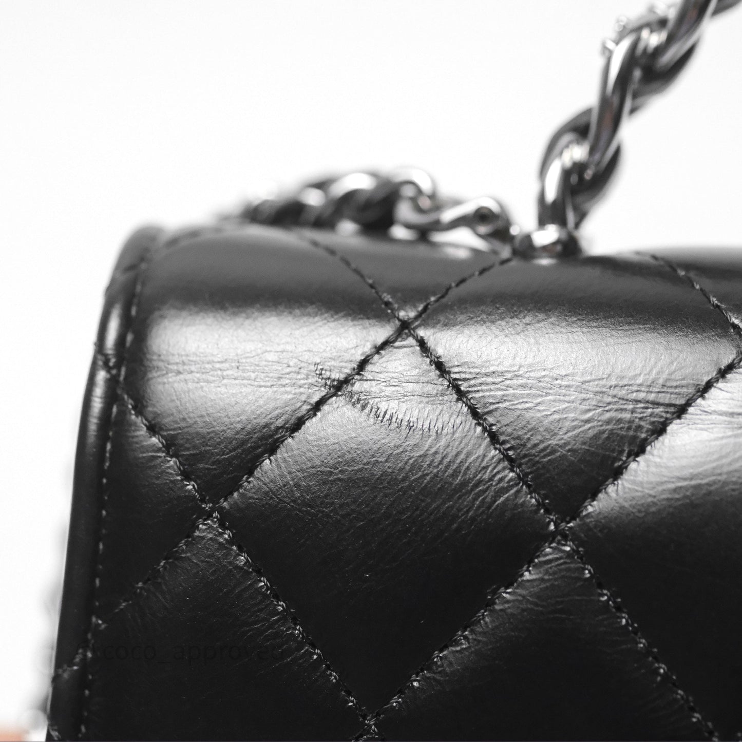 Chanel Mini Crystal Top Handle Wallet On Chain WOC Black Calfskin Gun Metal Hardware 23K