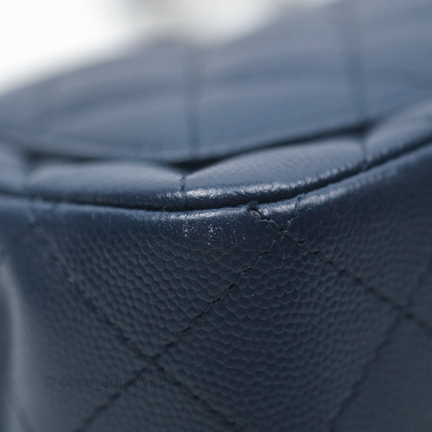 Chanel Mini Square Flap Quilted Navy Caviar Silver Hardware